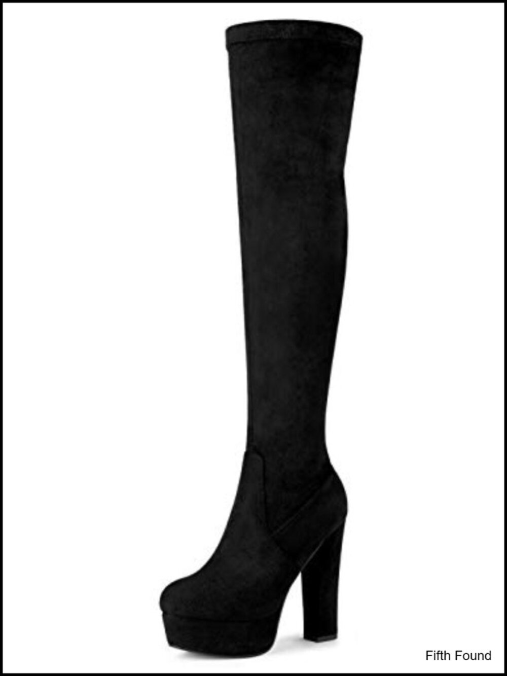 Allegra K Women's Platform Block Heel Over Knee High Boots Faux Suede